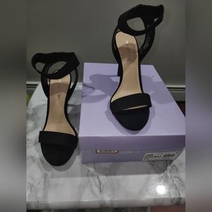 Madden Girl Lonie Black Stretch Dress Sandal Stiletto Heels